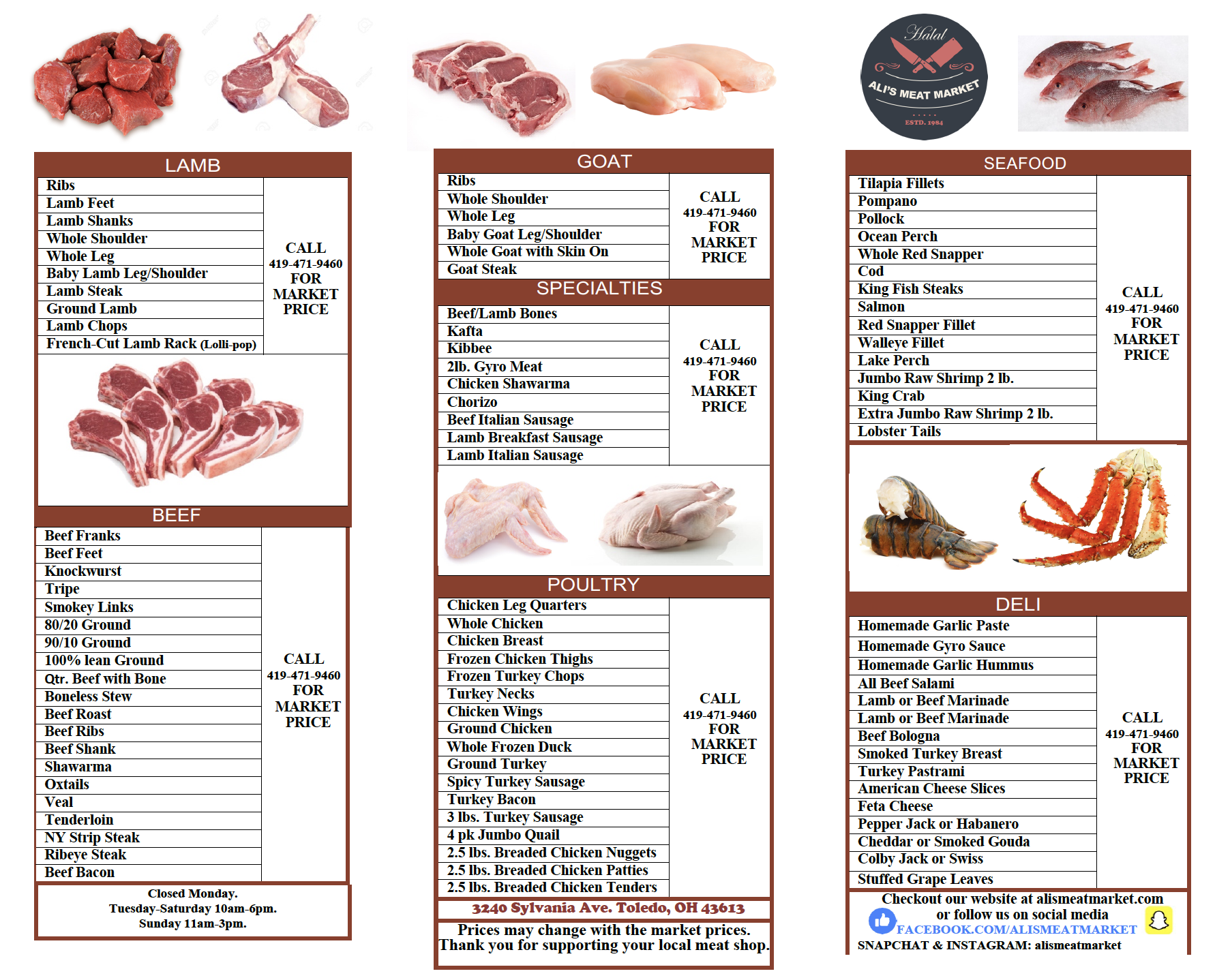 finks meat market menu